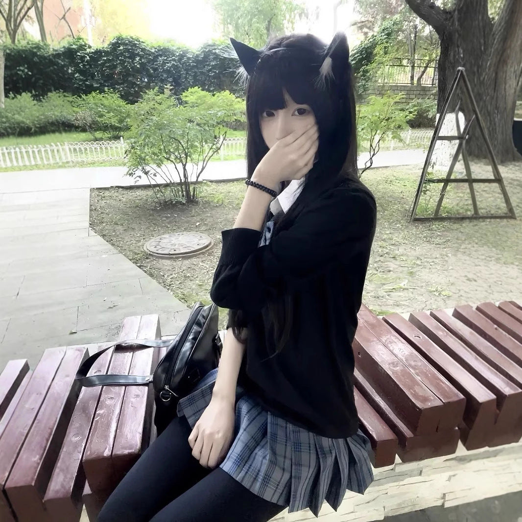 Women's Hair Style Little Radish Sweet Daily Black Bangs Long Straight Wig