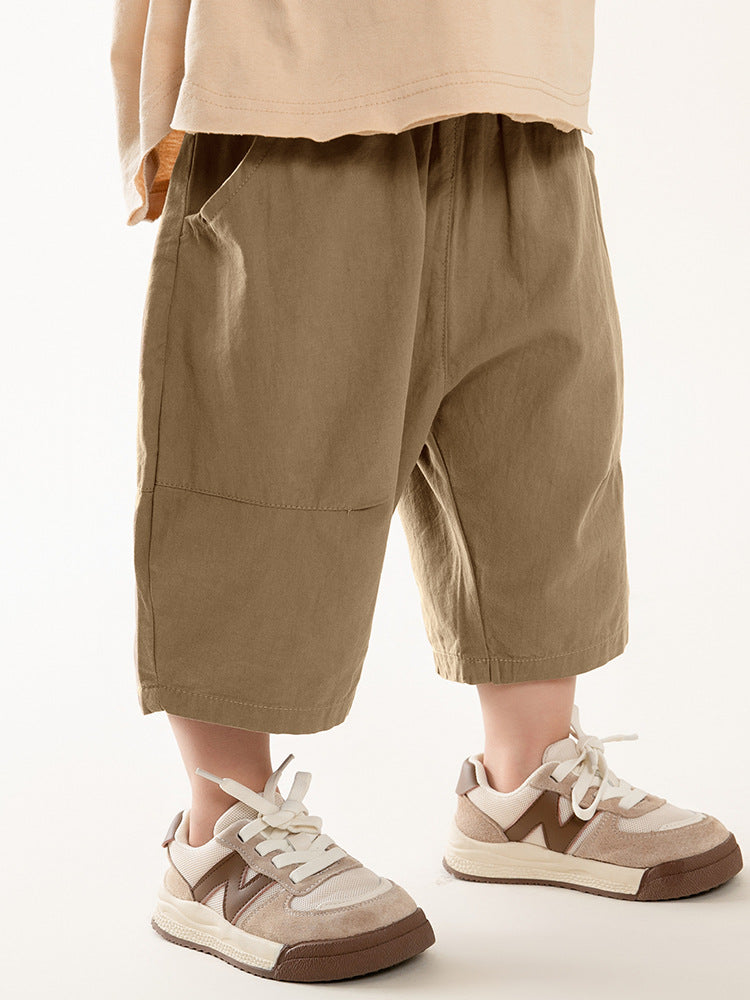 Children's Clothing Boy's Cropped Trousers Summer Korean Solid Color Thin Children's Pants