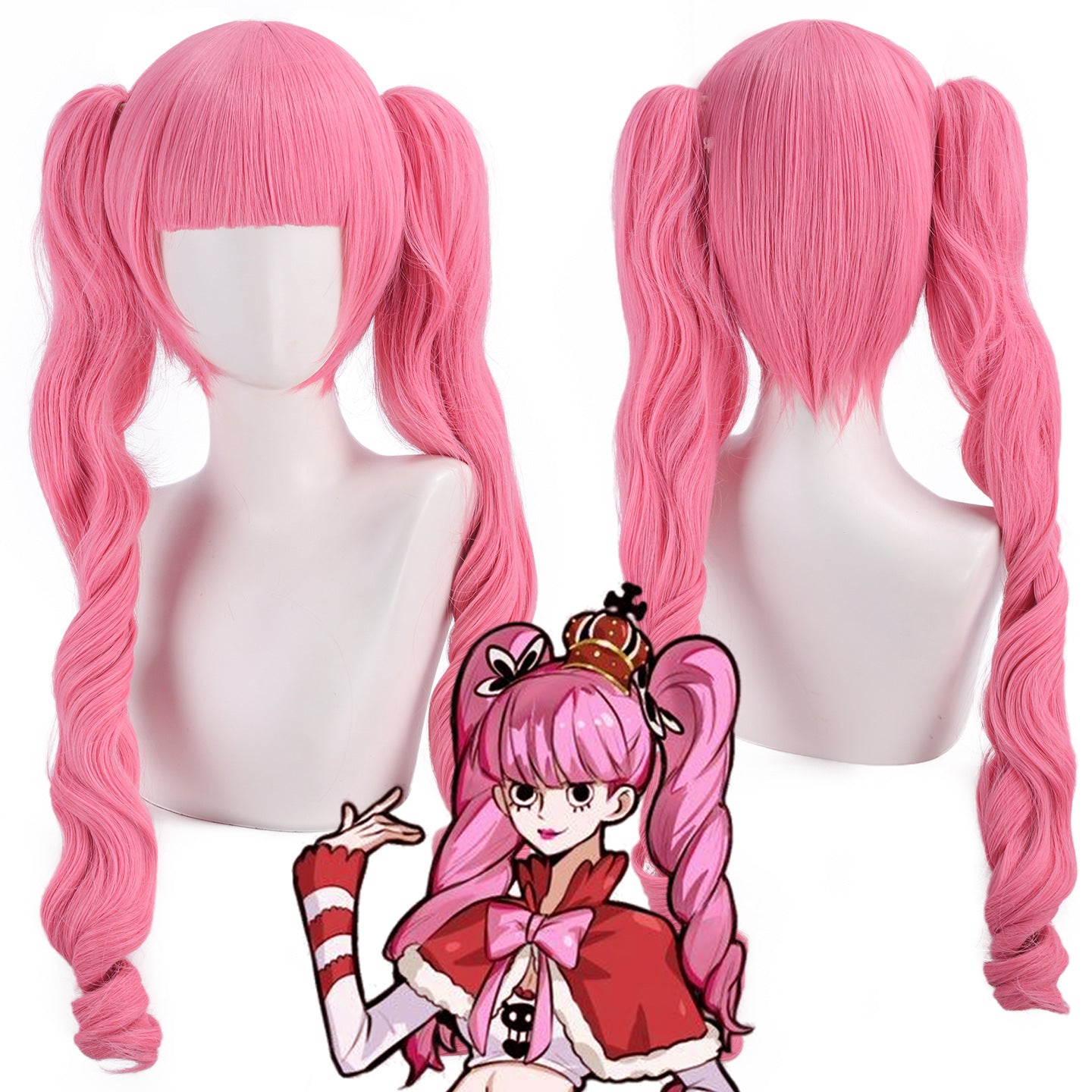 Piece Ghost Princess Pink Double Curl Cos Wig