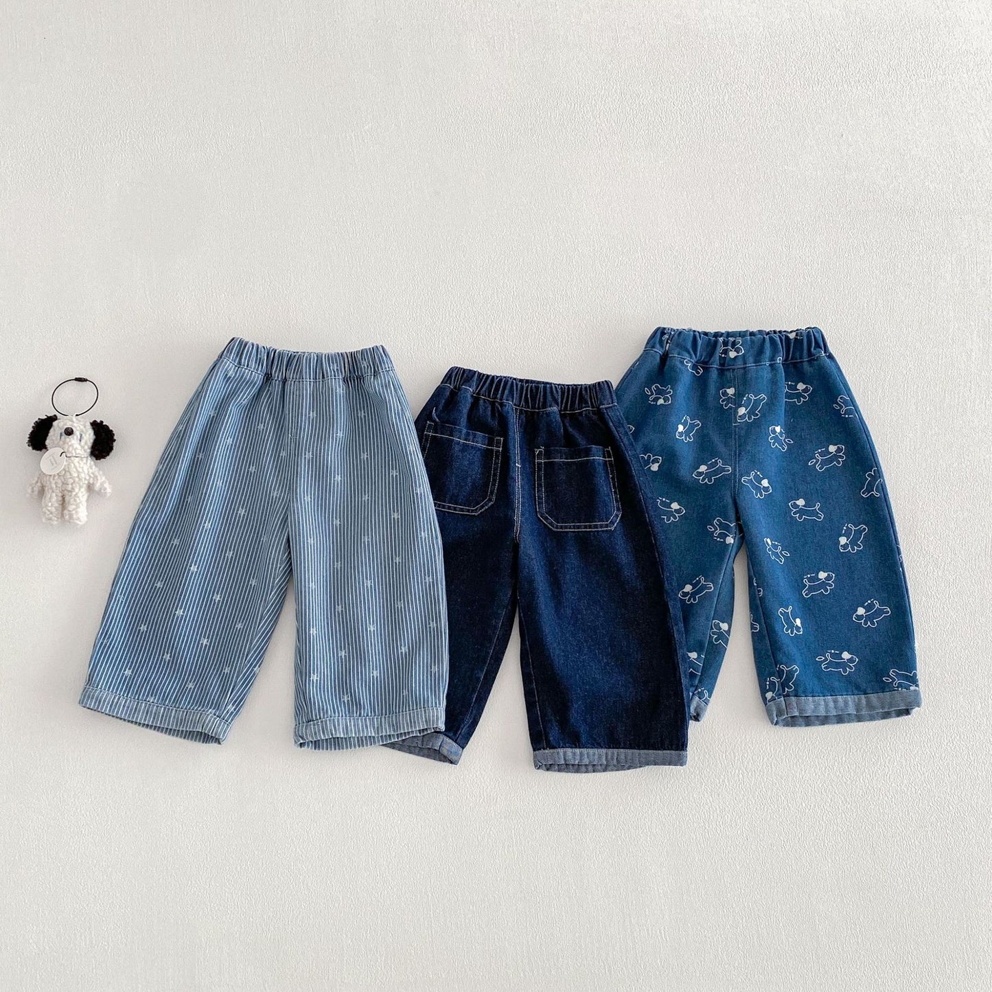 Children's Cartoon Jeans Spring Foreign Style Full Printing Children's Pants