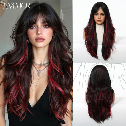 Festival Female Bangs Curly Hair Matte Fiber Wig Long Curls