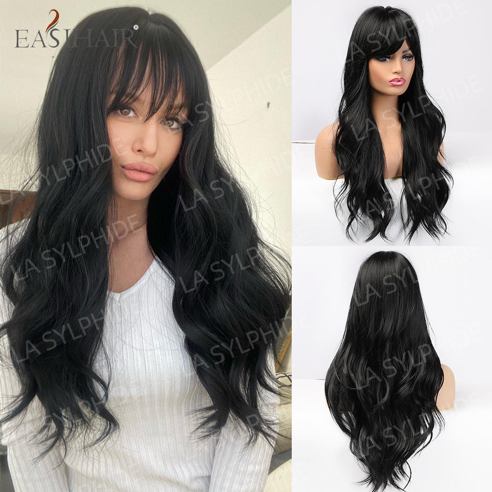 Red Brown Hair Side Bangs Female Mechanism Long Straight Wig
