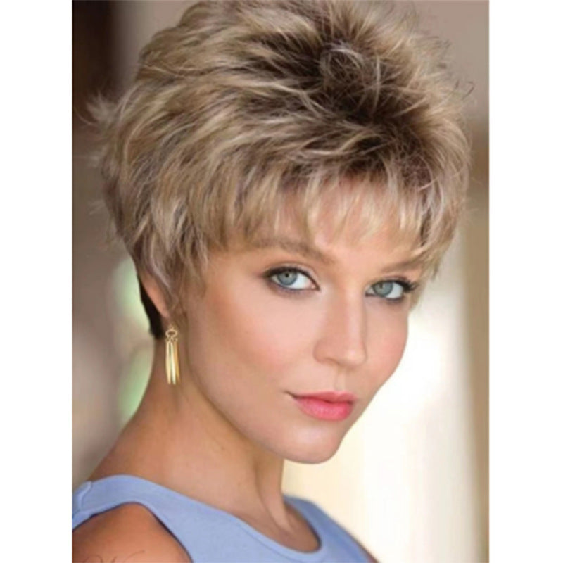 Women's Various Styles Light Golden Brown Curly Wig Short Straight Hair