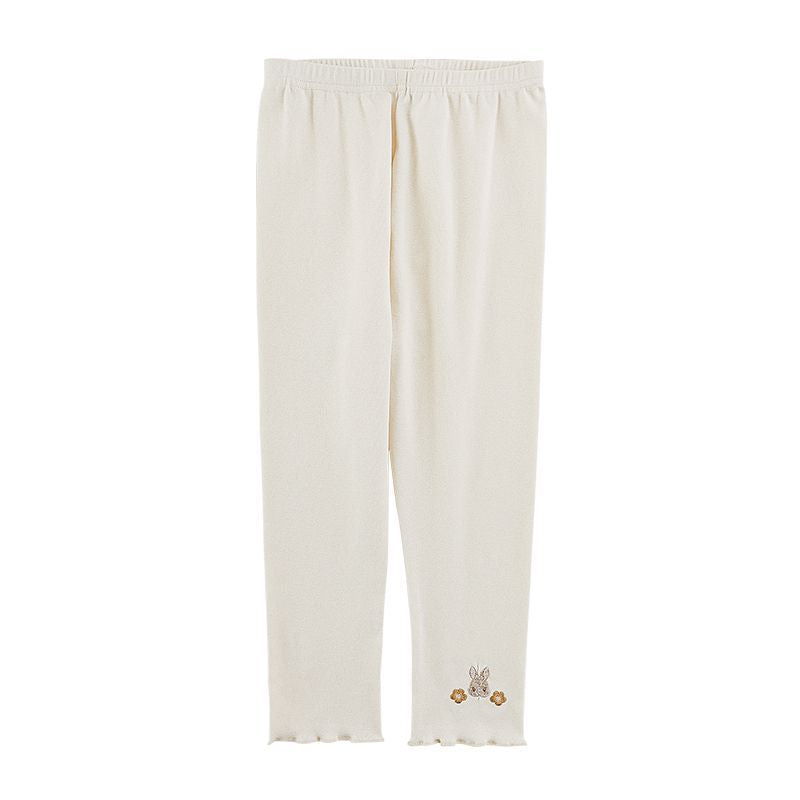 Slim Fit Leggings Summer Sweet Cute Stringy Seedge Embroidered Small Children's Pants