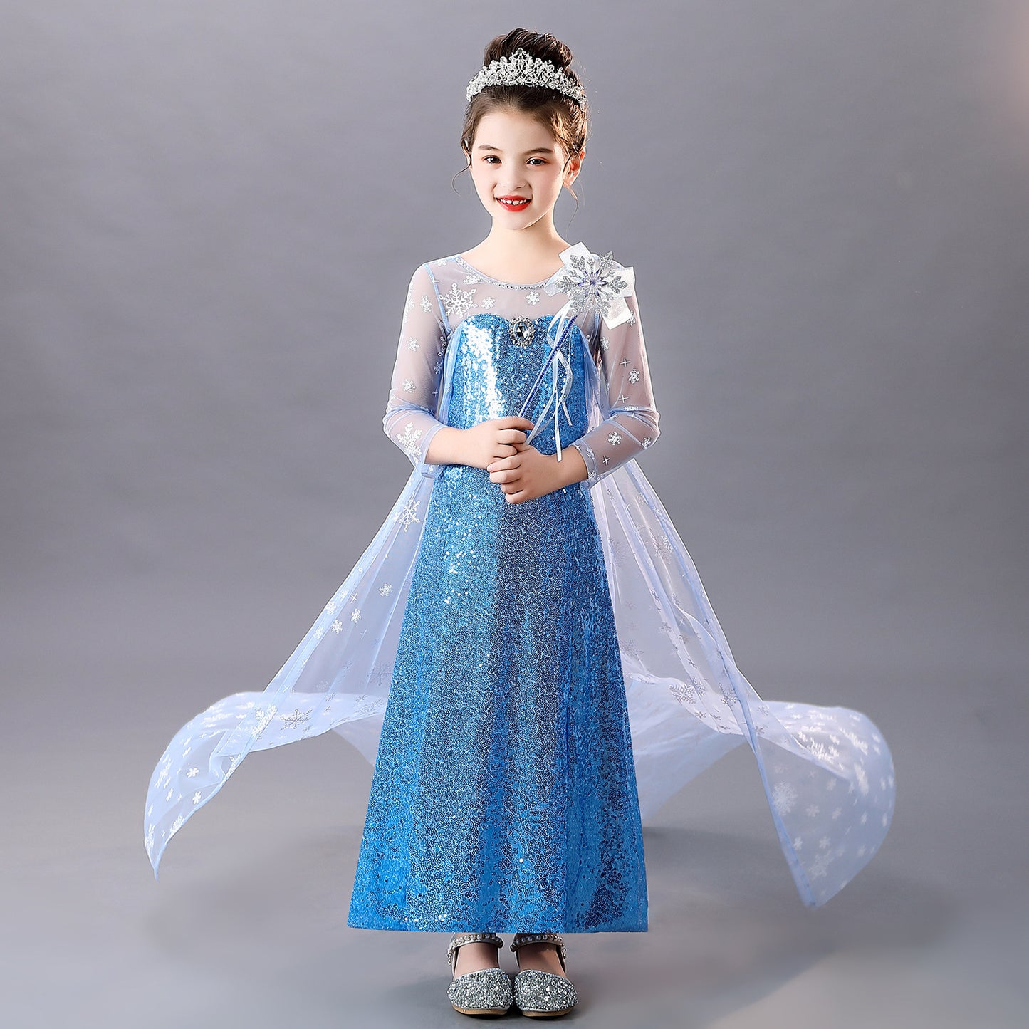 Women's & Children's Princess Elsa Frozen Aisha Clothes Western Children's Dress