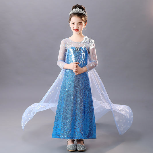 Women's & Children's Princess Elsa Frozen Aisha Clothes Western Children's Dress