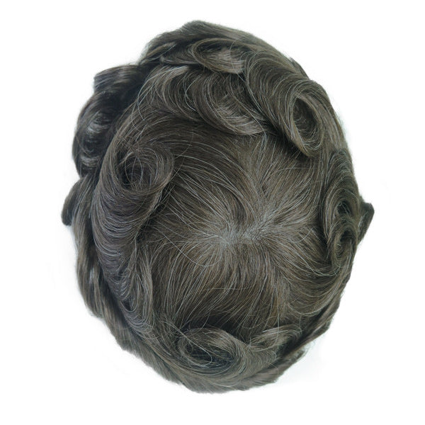 Men's Leather Hand Crochet V Needle Hairpiece Men's Wig
