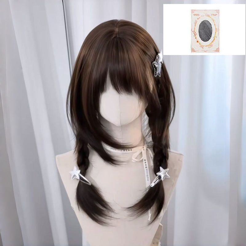 Braid Daily Fine Repair Sideburns Hierarchical Long Straight Wig