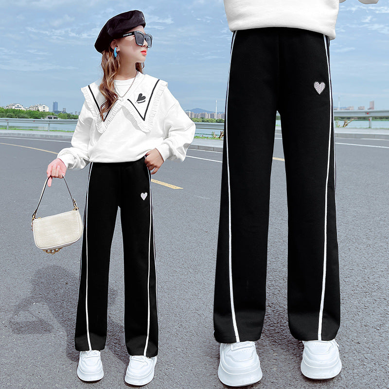 Fashionable Wide Leg Medium Large Western Style Casual Children's Pants