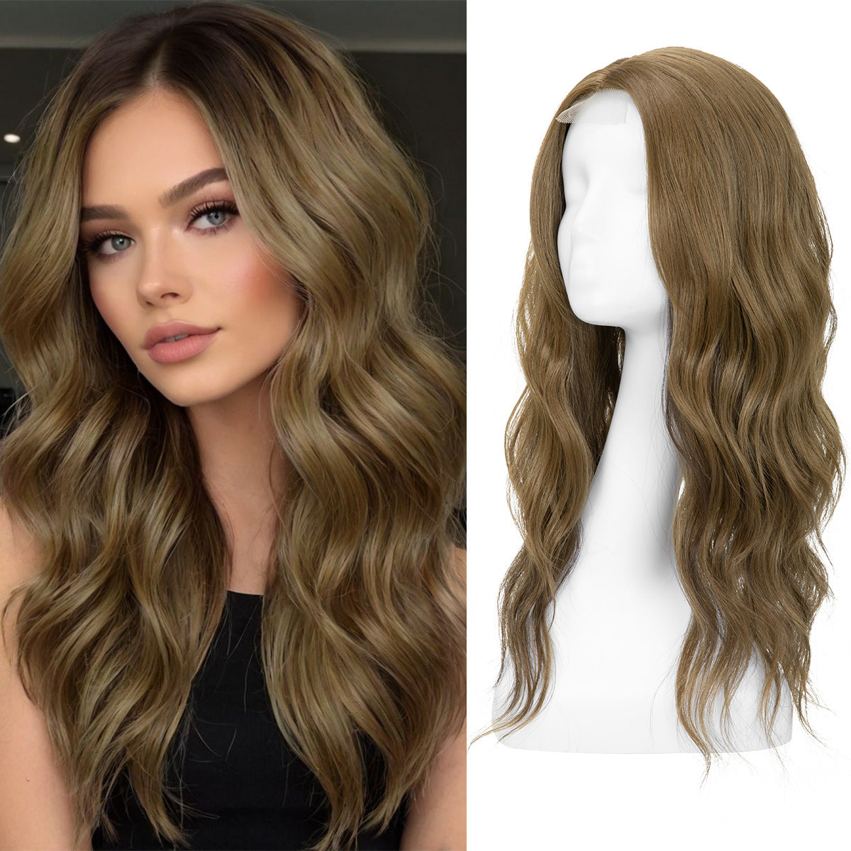 Natural Fluffy High Skull Top Hairpiece Big Wave Curly Wig