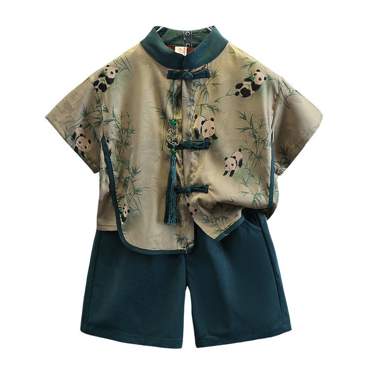 Children's Boy's Chinese Style Tang Costume Summer Short Sleeve Children's Suit