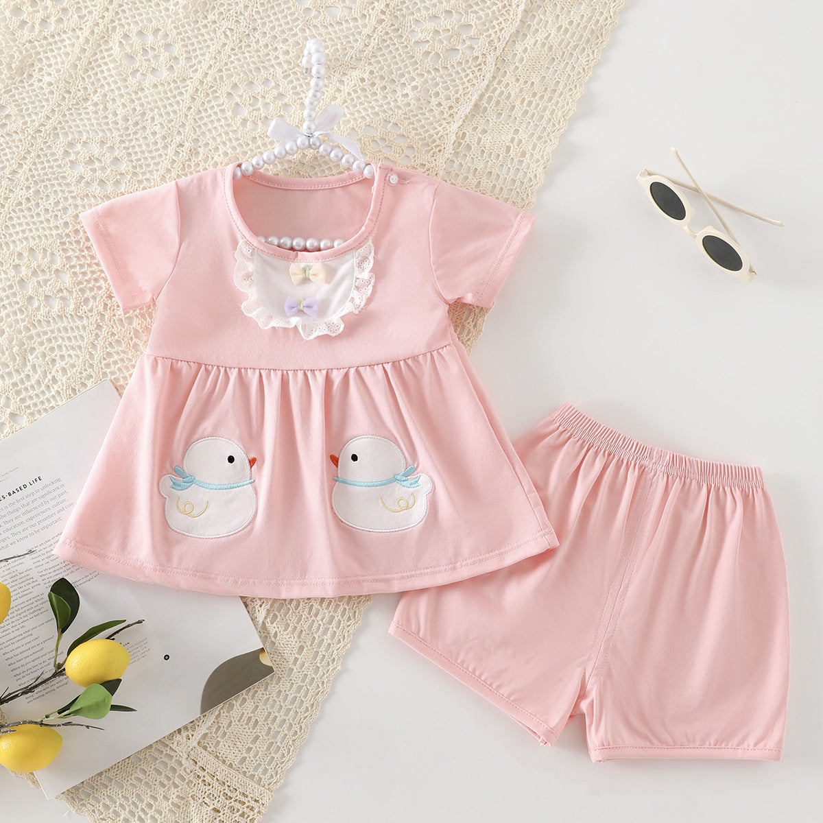 Summer Thin Short-sleeved Shorts Split Princess Dress Cute Clothes Children's Suit