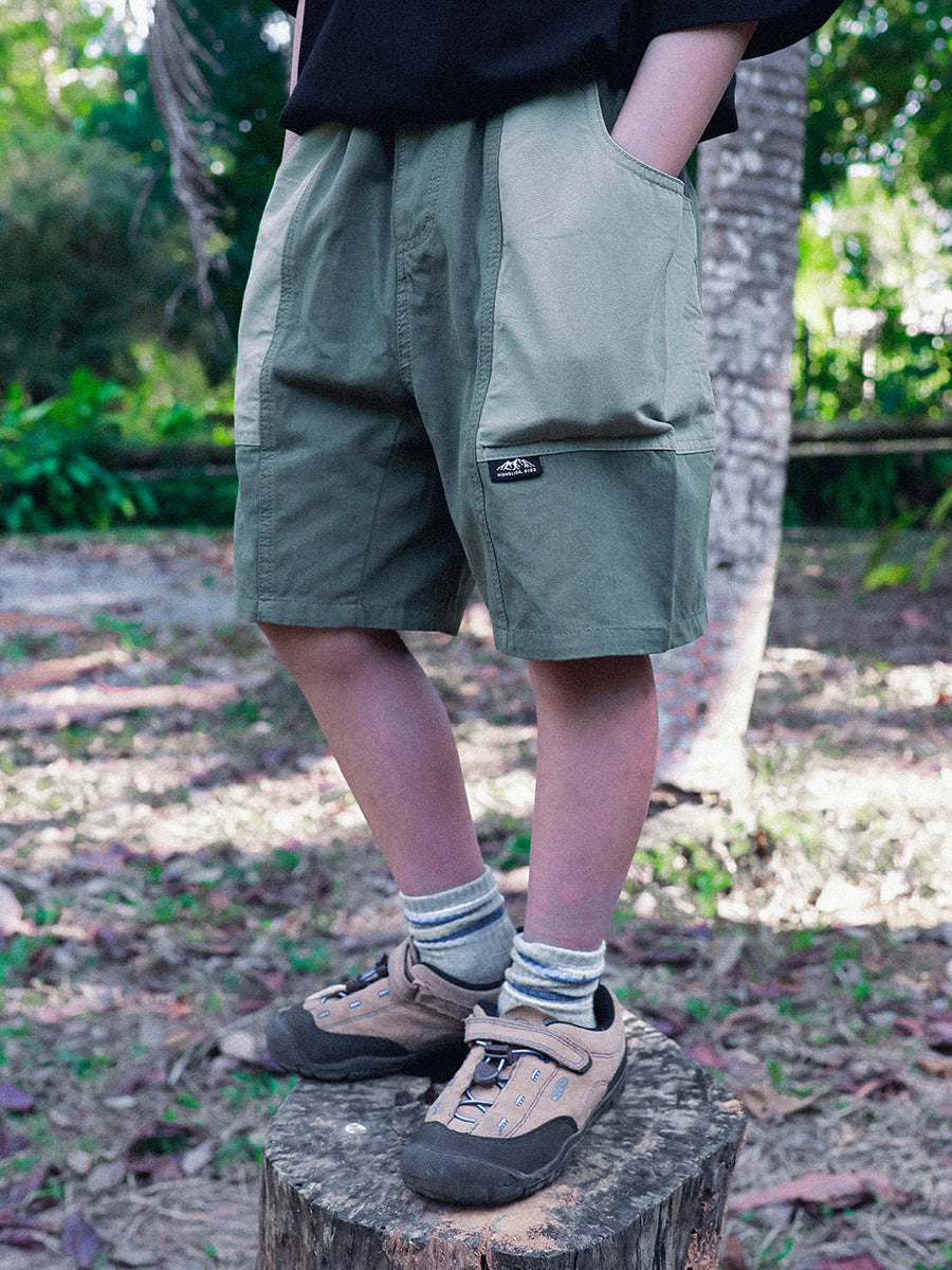 Children's Style Heavy Retro Washed Cotton Shorts Medium Big Contrast Color Children's Pants