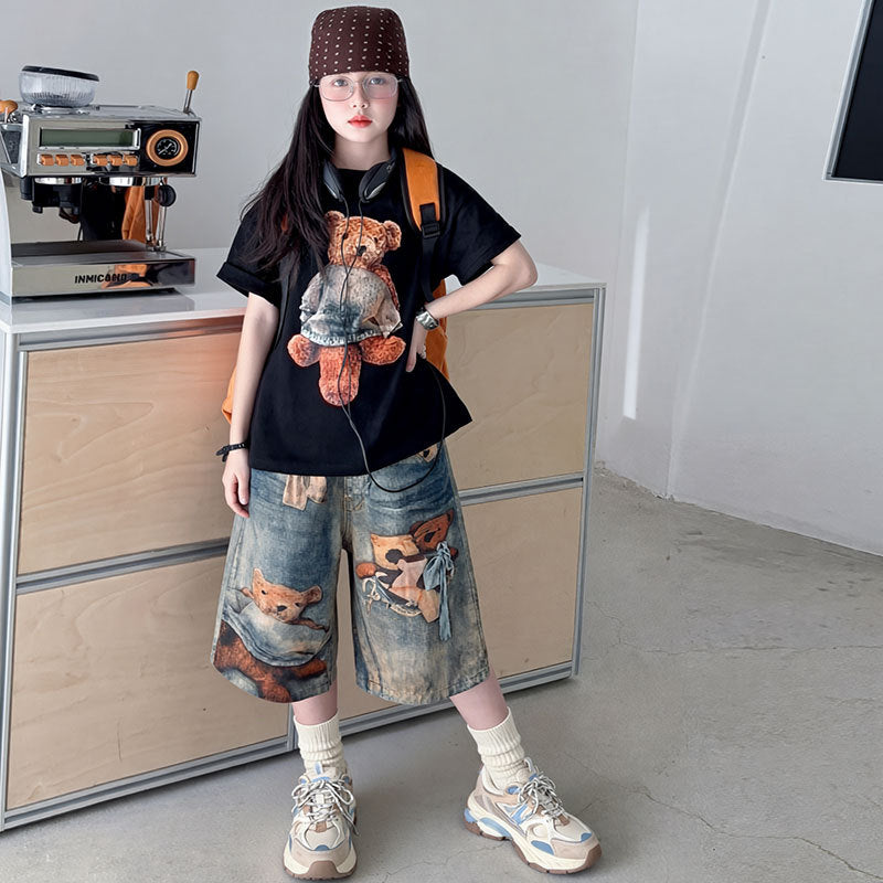 Children's Jeans Fashionable Korean Style Medium Big American Bear Children's Pants