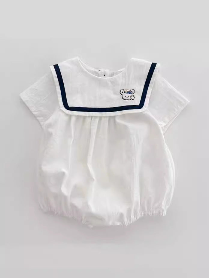 Cute Sailor Collar Short-sleeved Rompers Summer College Style Jumpsuit, Climbing Suit
