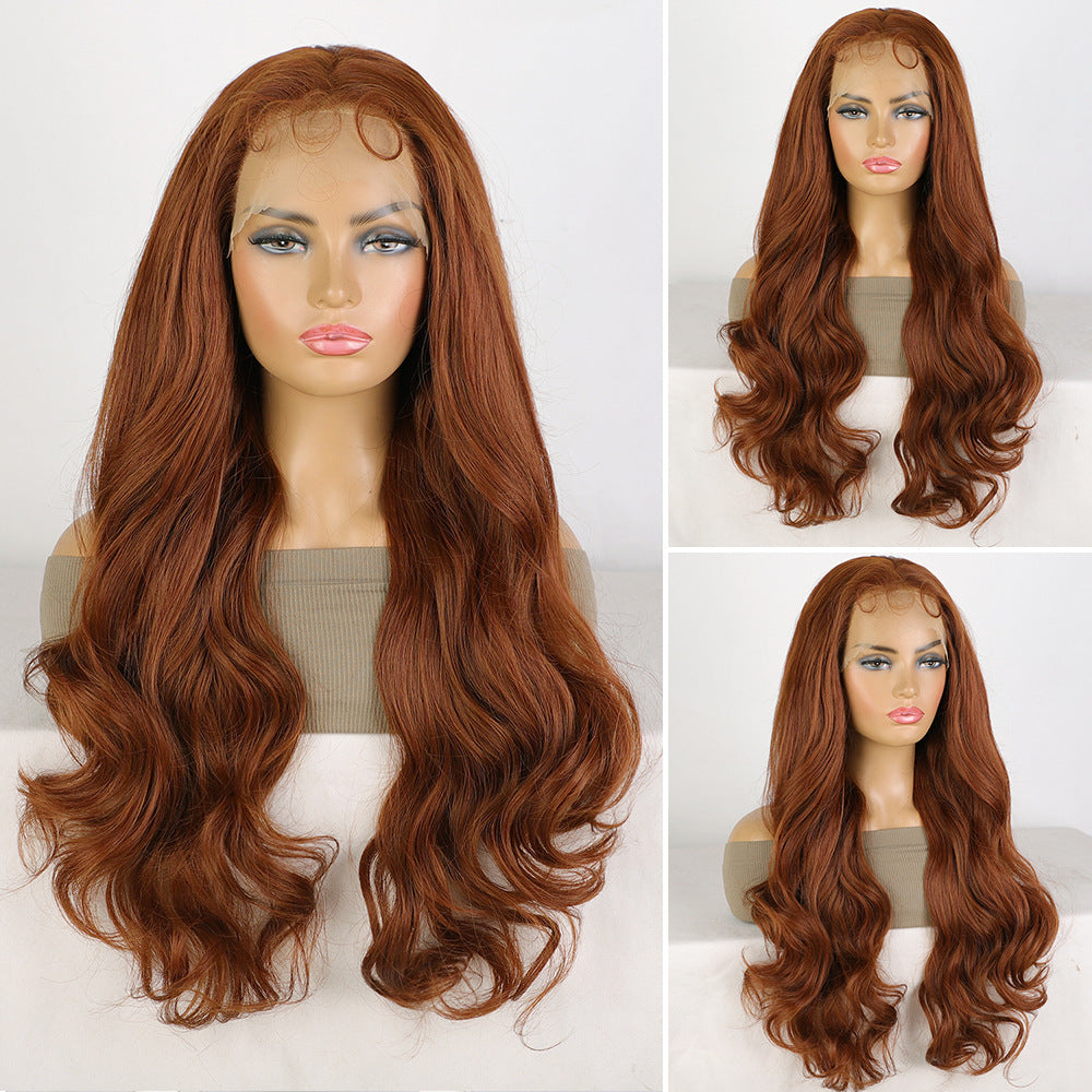 Women's Front Lace Fiber Big Wave Curly Hair Head Wig Long Curls