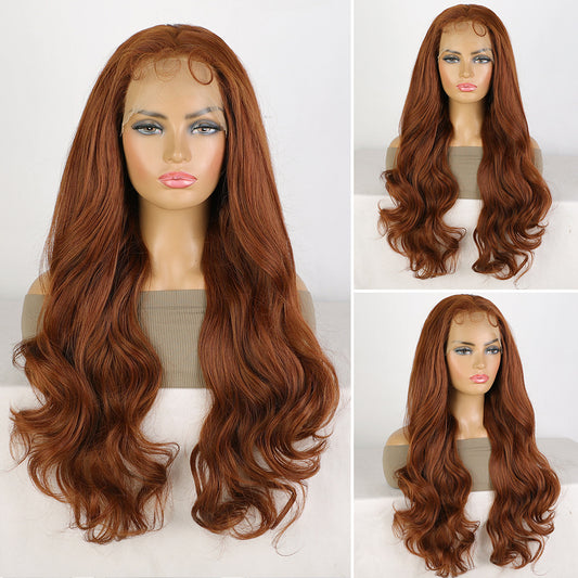 Women's Front Lace Fiber Big Wave Curly Hair Head Wig Long Curls