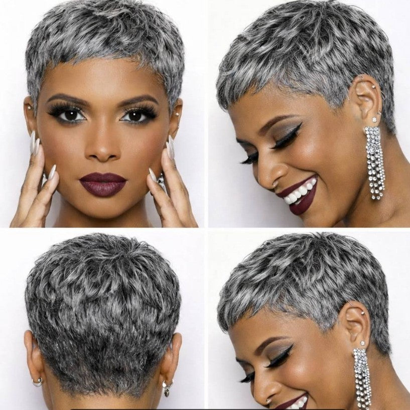 Popular Human Mechanism Gray Granny Grey Real Hair Wig
