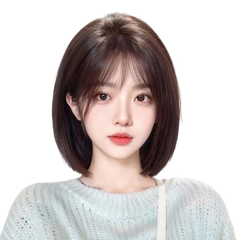 Innovative Breathable Fluffy Invisible Supernatural Whole Wig Short Straight Hair