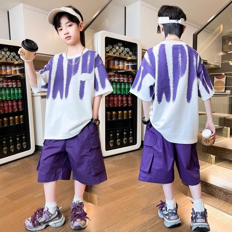 Children's Boy Thin Type Loose Half Sleeve Children's Suit