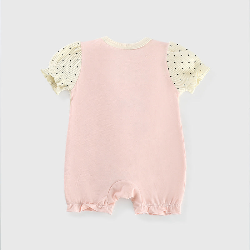 Summer Pink Cartoon Jumpsuit Comfortable Romper Bunny Jumpsuit, Climbing Suit