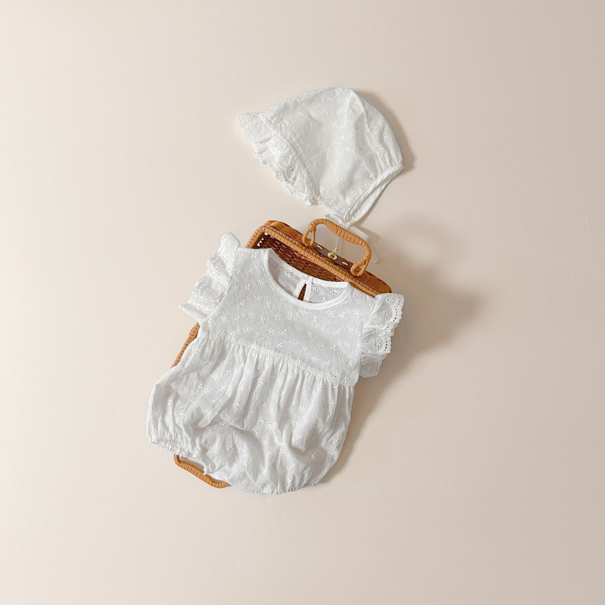 Korean Style Summer Romper Lace Flounced Sleeve Jumpsuit, Climbing Suit