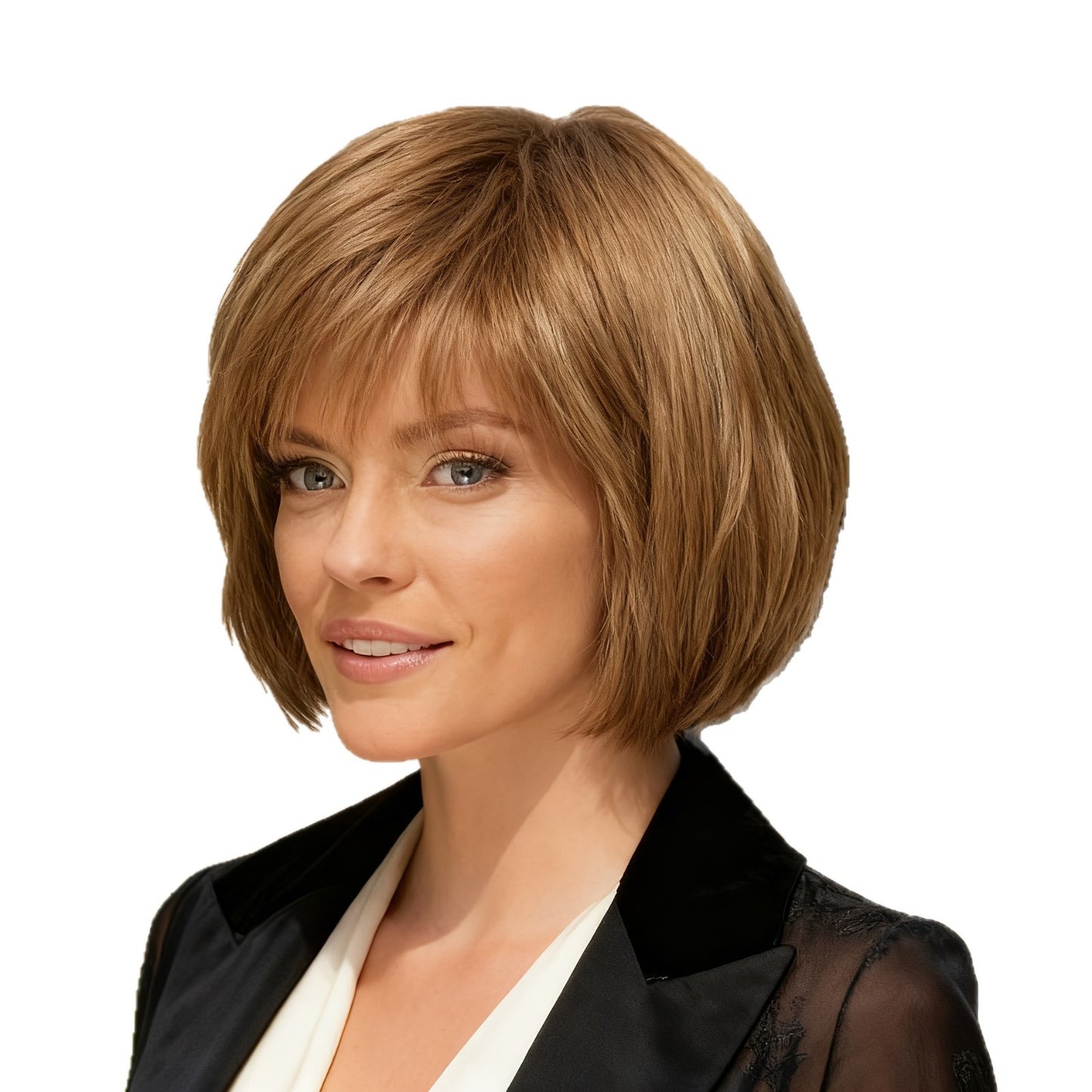 Female Partial Gradient White Gold Color Wig Short Curly Hair