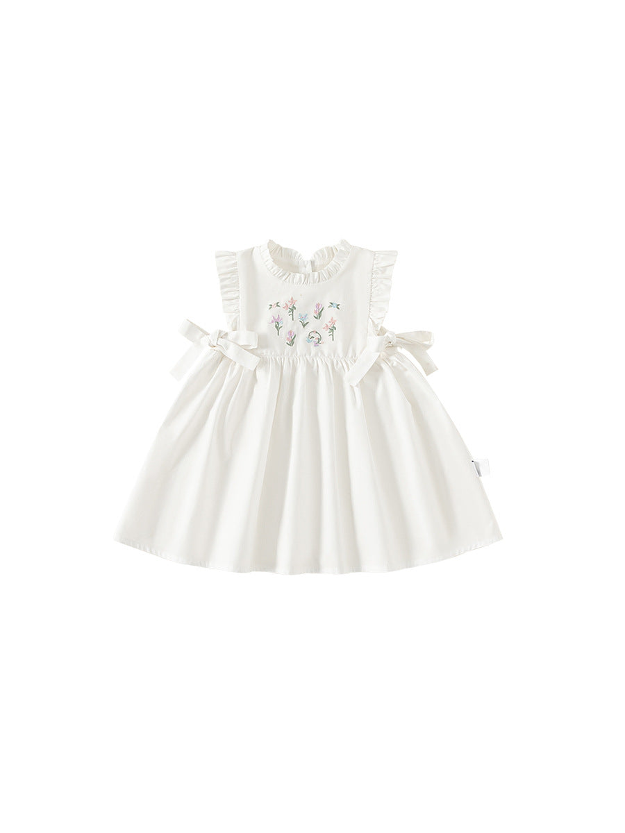 Children's Clothing Summer Pastoral Sleeveless Lace Collar Embroidered Children's Dress
