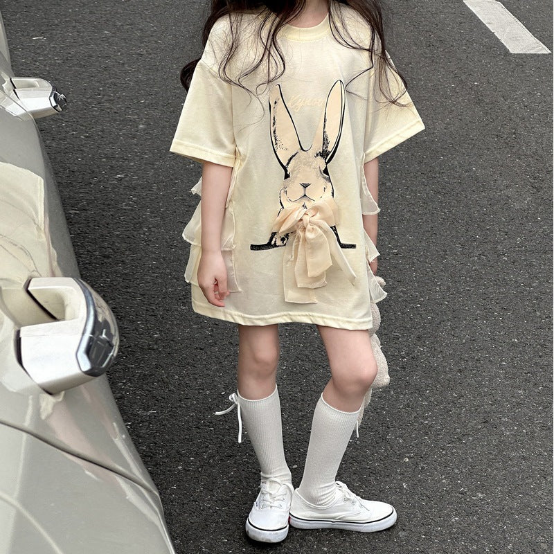 Children's Short-sleeved Big Loose-fitting Western Style Top Clothing Summer Casual Half-sleeve Children's T-shirt