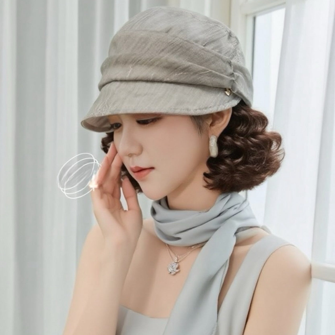 One-piece Short Brim Pleated Curly Hair Other Wig