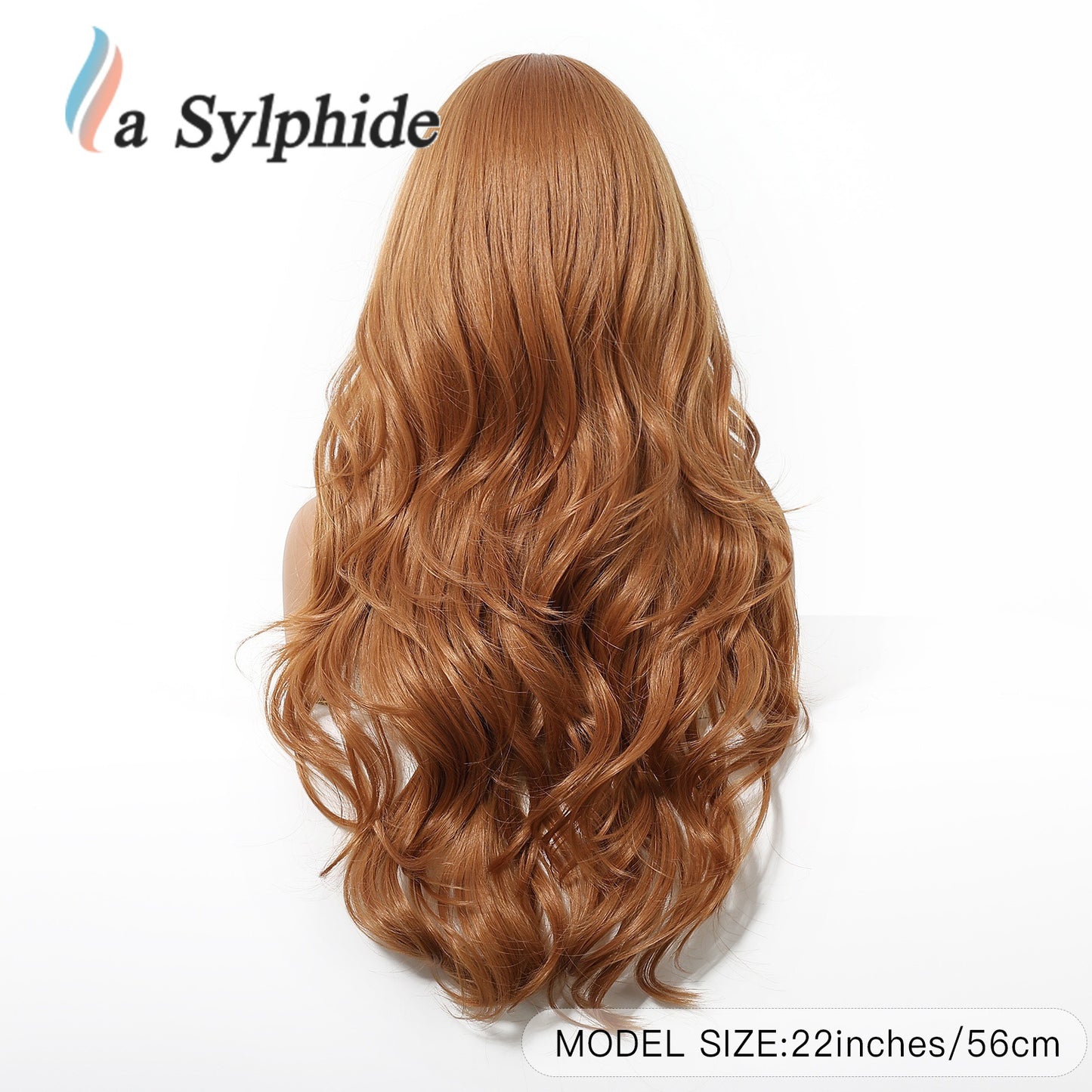 Straight Bangs Orange Wavy Curly Hair Mechanism Wig Long Curls