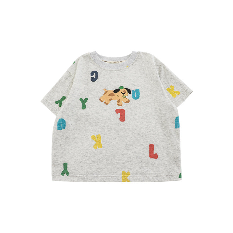 Round Neck Short Sleeve T-shirt Loose Children's Suit