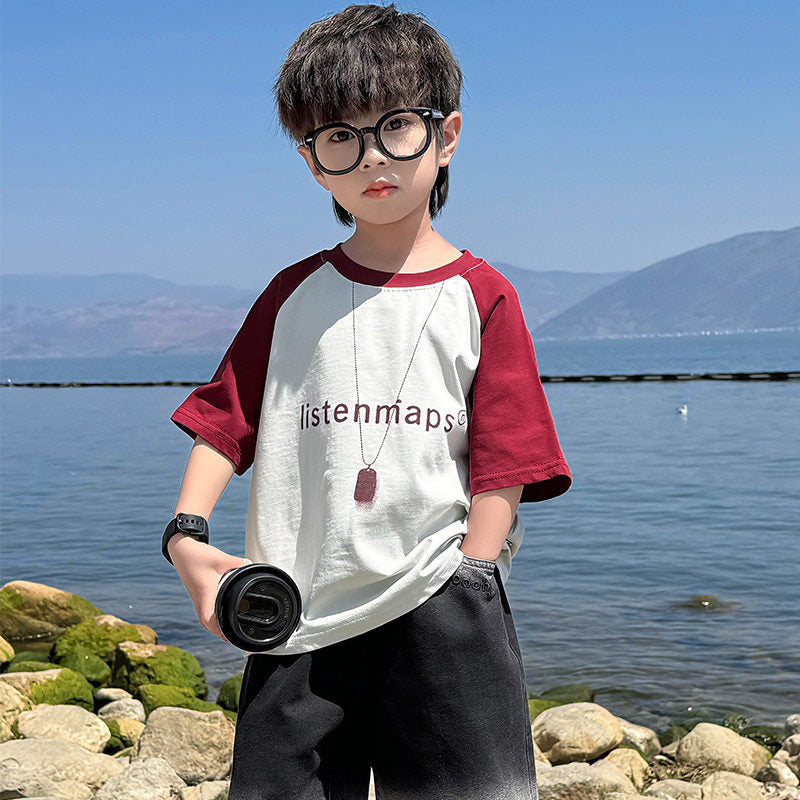 Teens Short Sleeve Summer Loose Printed Cotton Children's T-shirt
