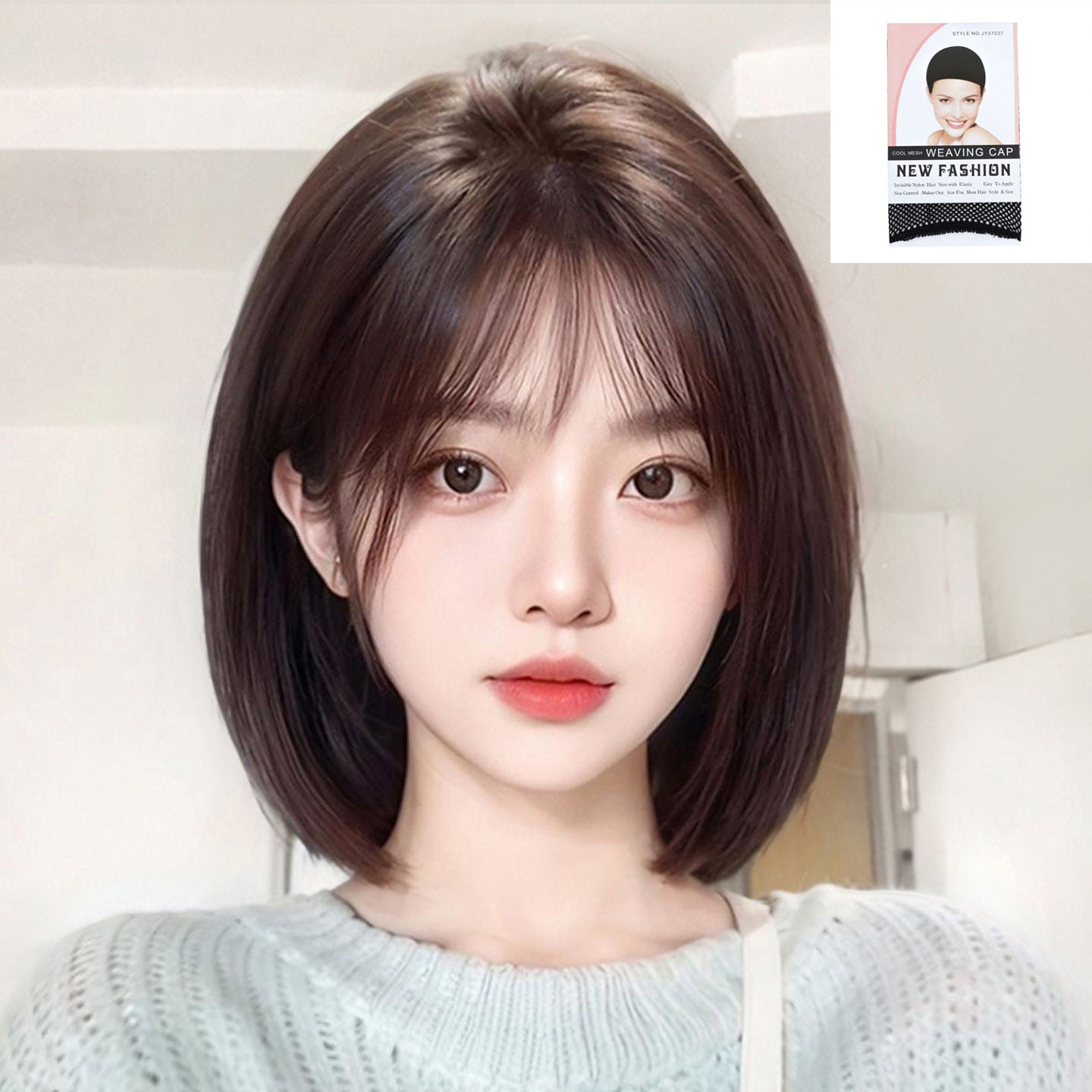 Innovative Breathable Fluffy Invisible Supernatural Whole Wig Short Straight Hair
