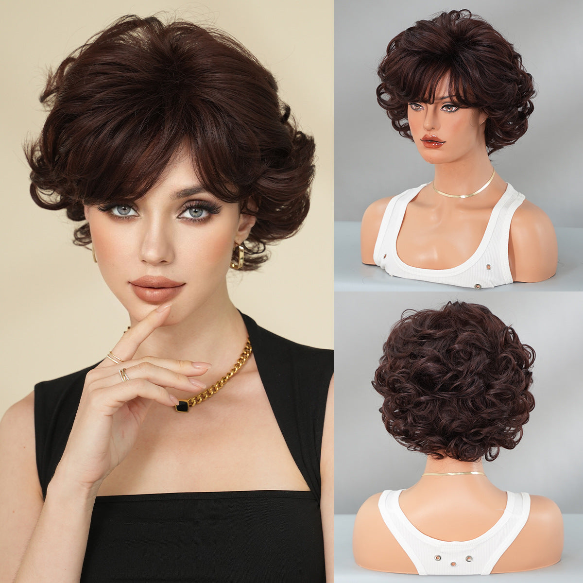 Women's Brown Elf Short Hair Vintage Chemical Fiber Other Wig