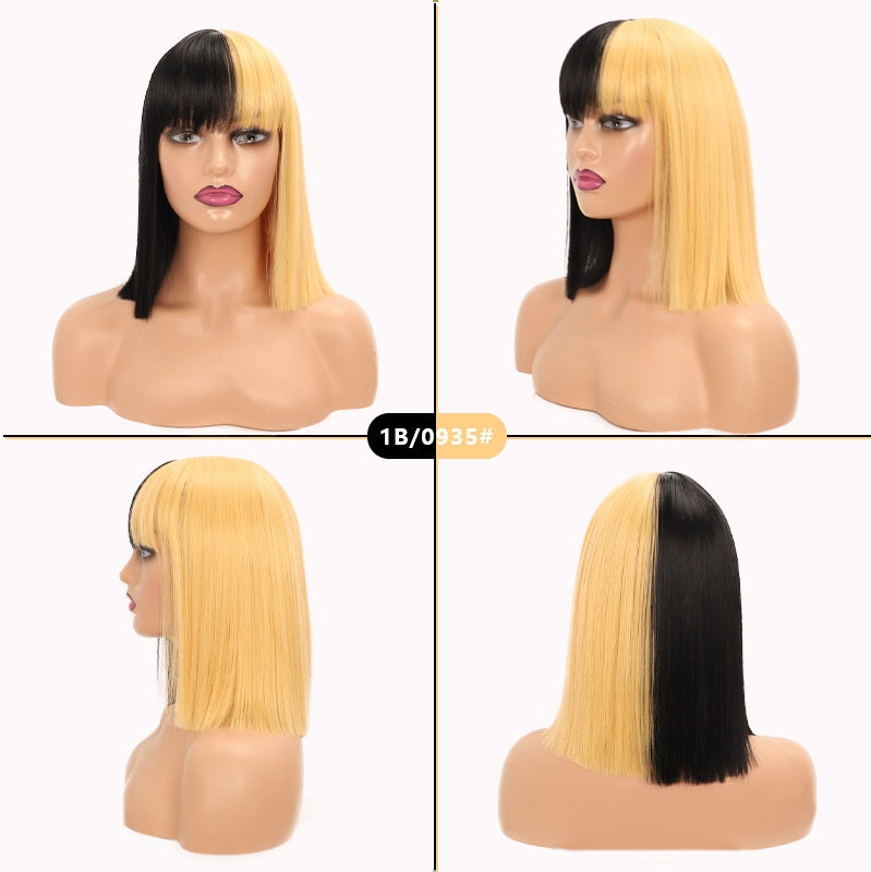 Collarbone Length Haircut Head Chemical Fiber Wig Short Straight Hair