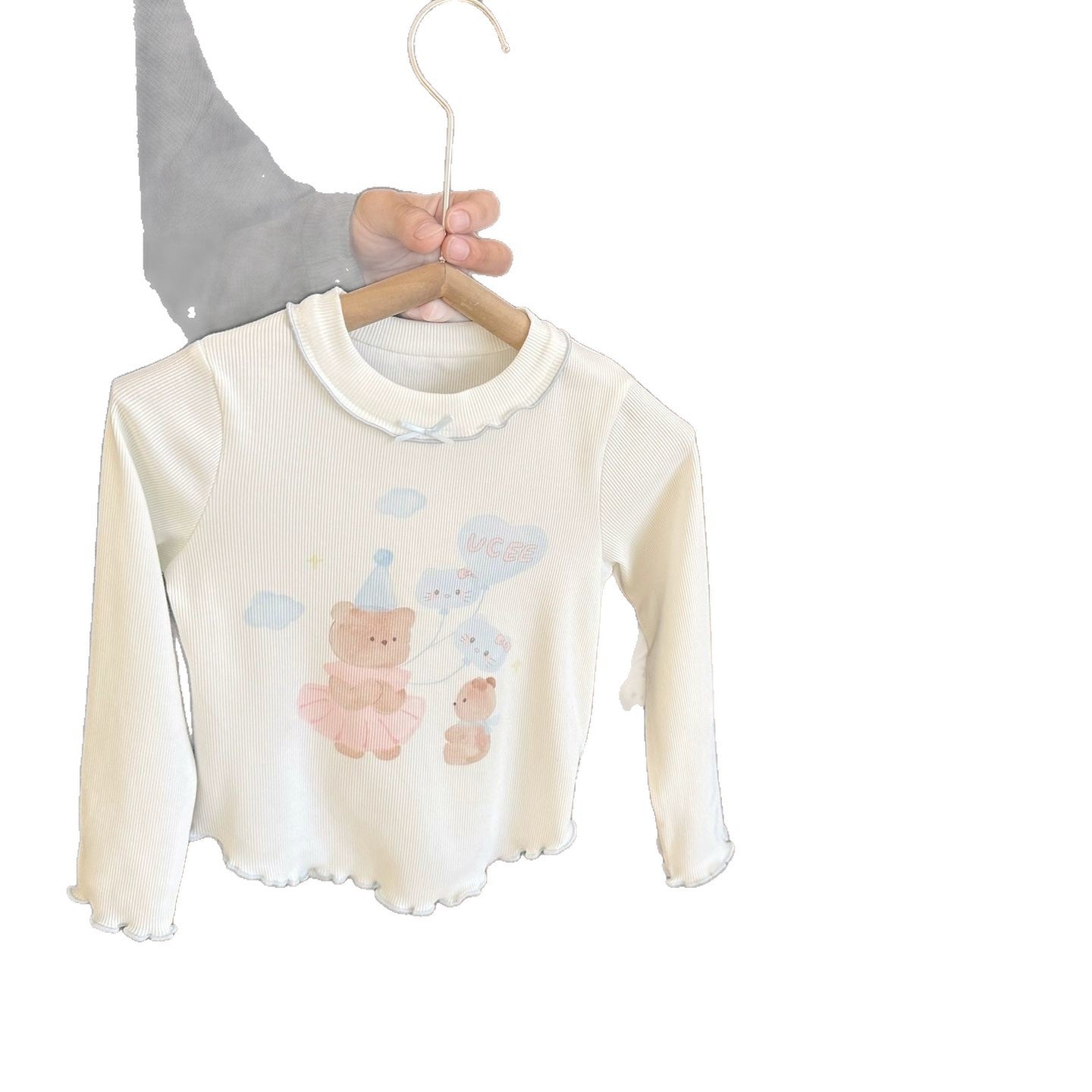 Style Cool Popular Korean Bow Cartoon Stringy Seedge Children's T-shirt