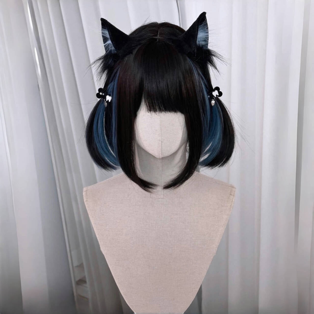 Female Natural Curly Bangs Realistic Atmosphere Wig Short Straight Hair