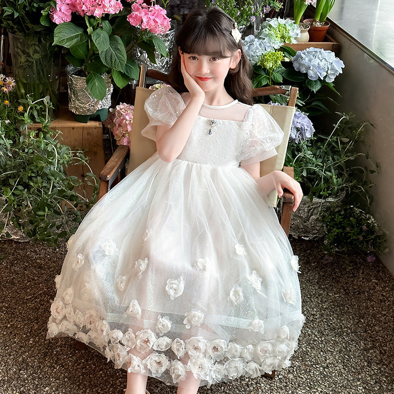 Summer Middle Big Cute Sweet Court Style Princess Children's Dress