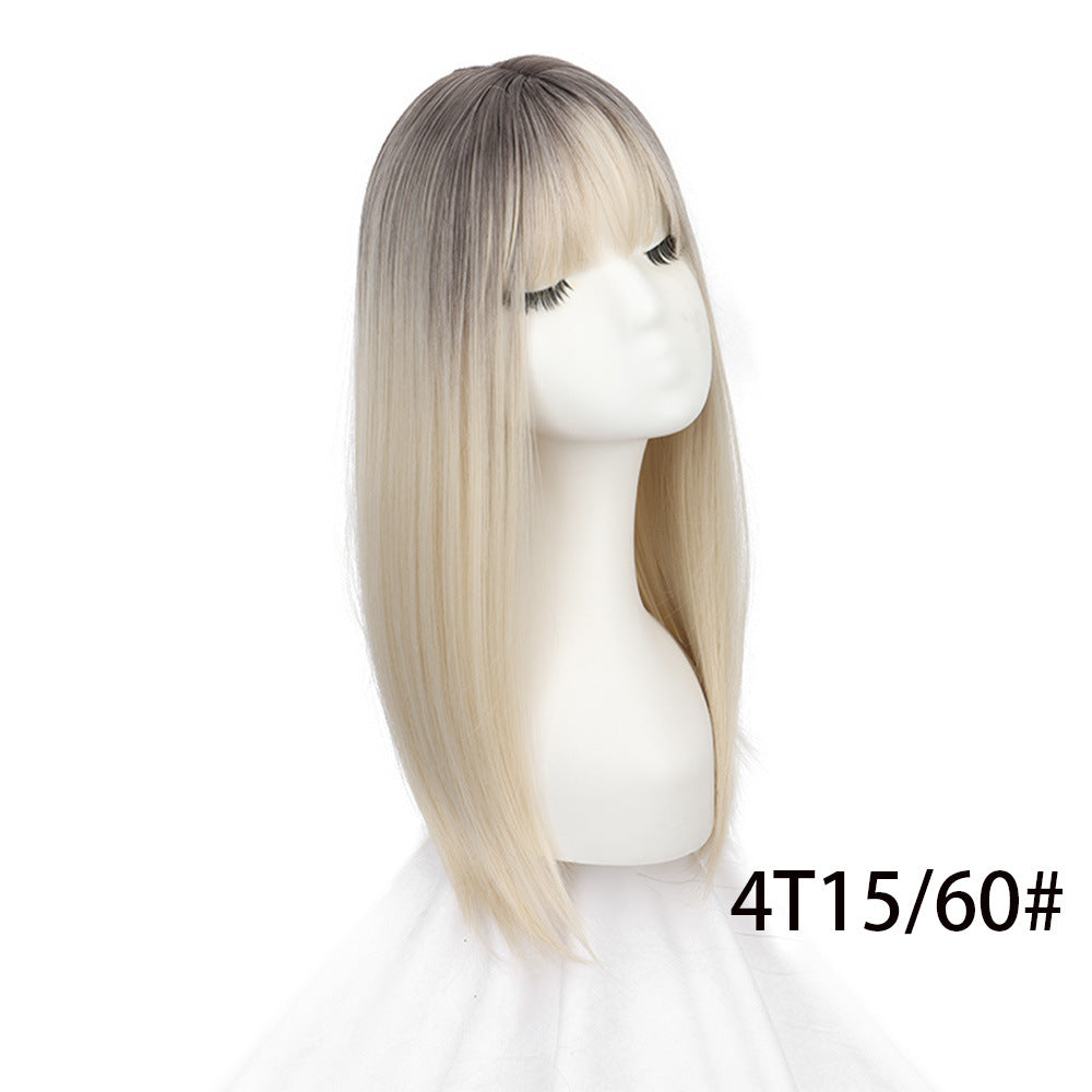Hair Supplementing Piece Simulation Scalp Mid-length Head Covering Gray Wig