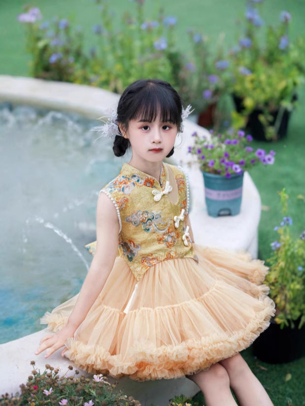 Children's National Style Skirt One-piece Pettiskirt Summer Cute Vest Children's Dress