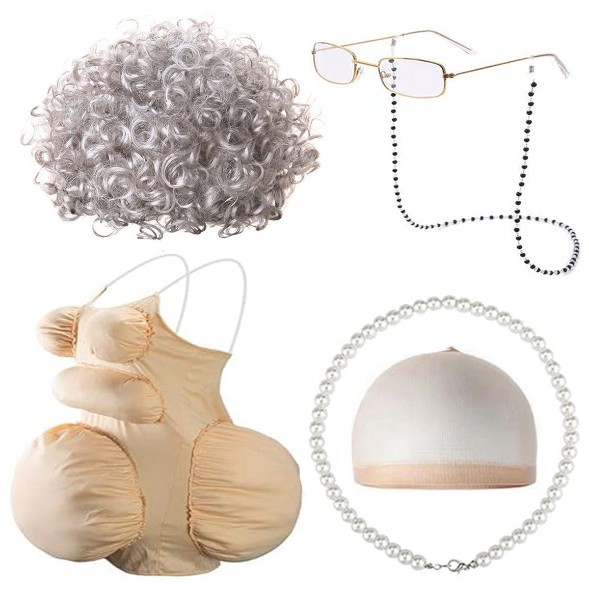 Fake Fat Belly School Day Role Play Dress Cos Wig