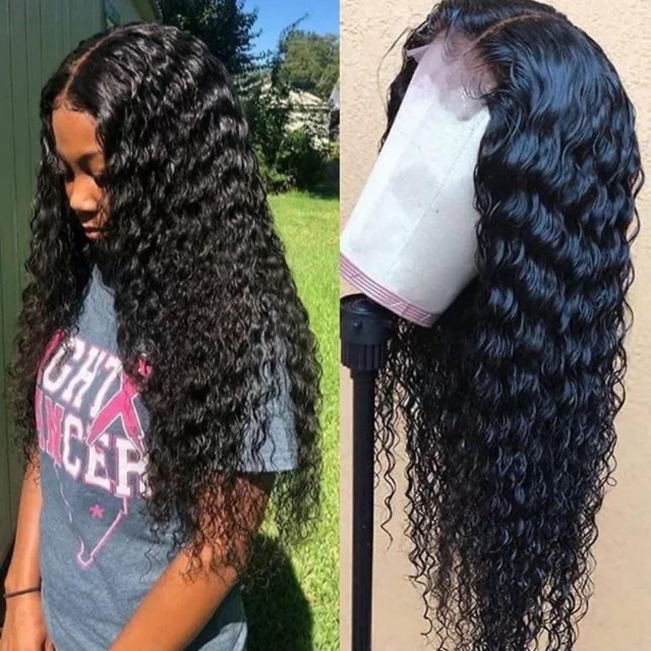 Hair Front Lace Medium Chemical Fiber Wig Long Curls