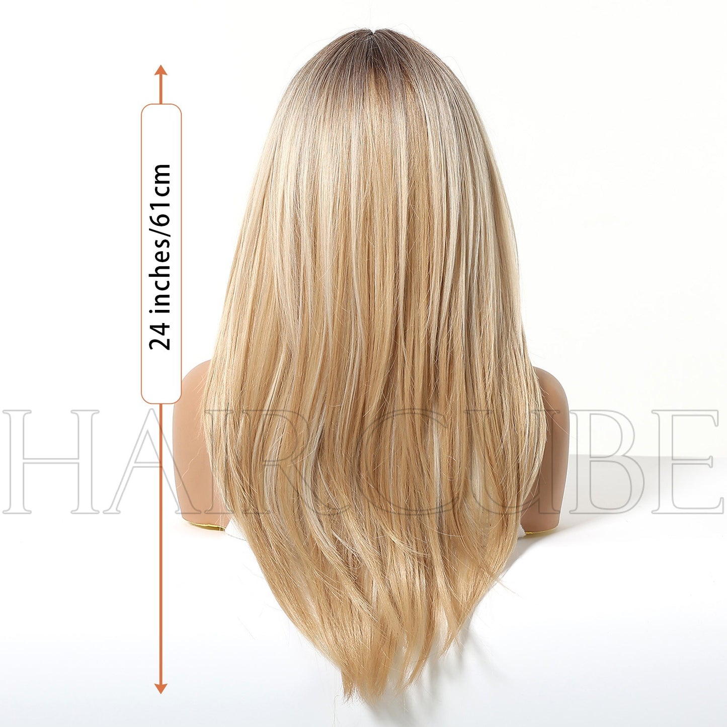 Cover Golden Bangs Gradient Hair Matte Long Straight Wig