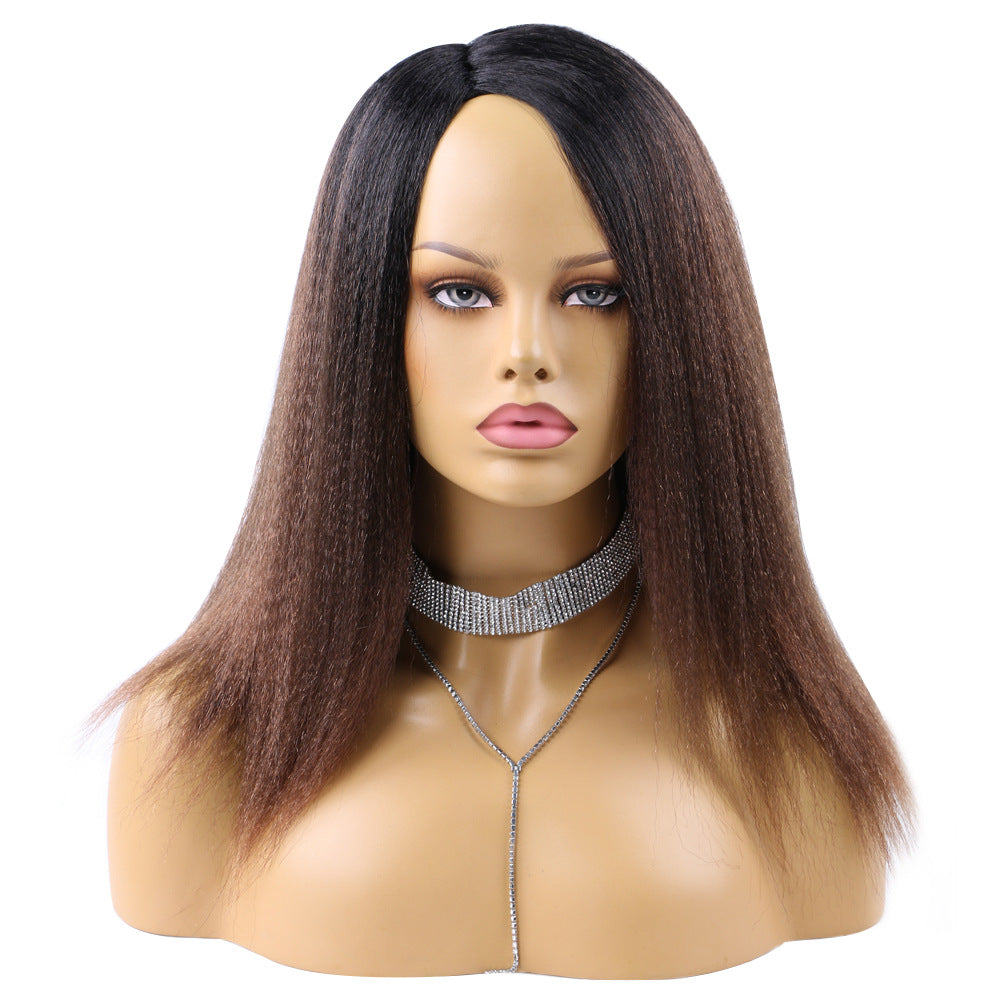 Chemical Fiber Brushed Headgear Curved Mechanism Long Straight Wig