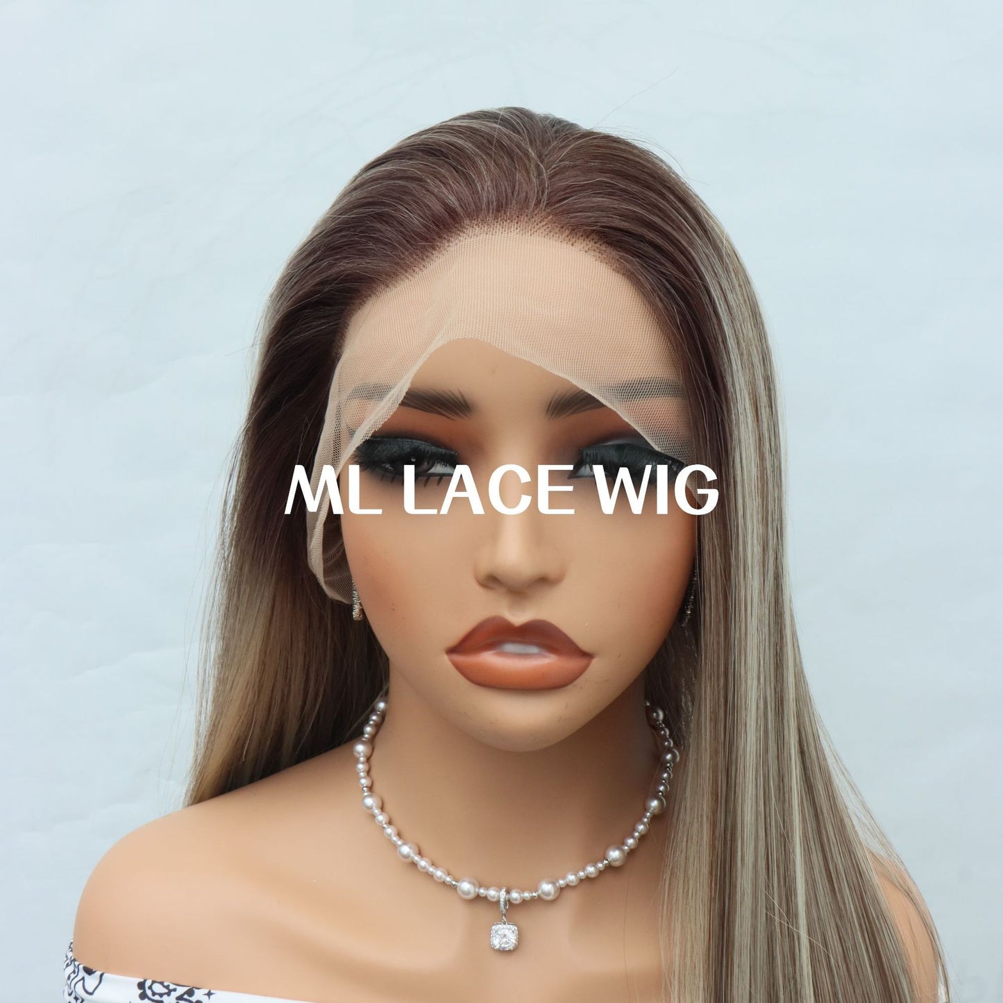Women's Lace Hand Crocheting Team Hair Fiber Long Straight Wig
