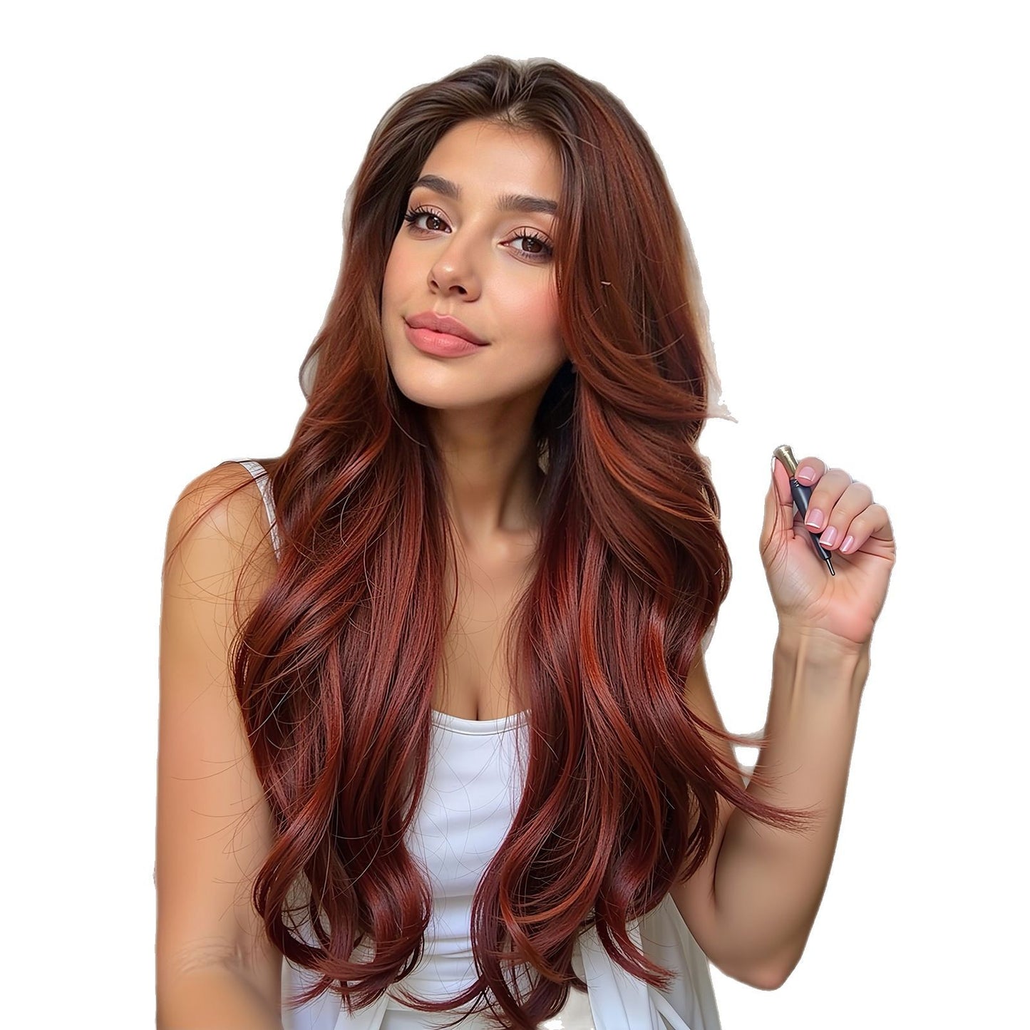 Medium Gradient Red Big Wave Curly Head Wig Long Curls