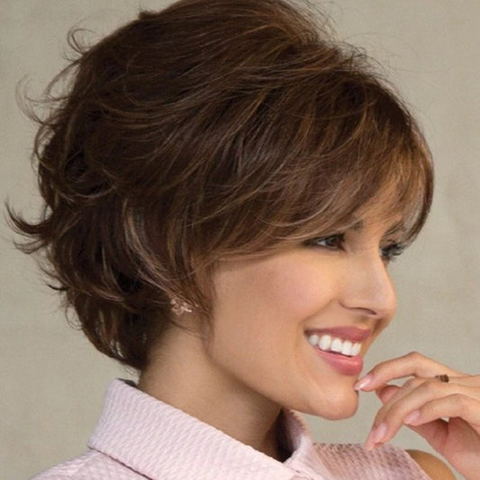 Fashion Female Side Bangs Chemical Fiber Head Wig Short Curly Hair
