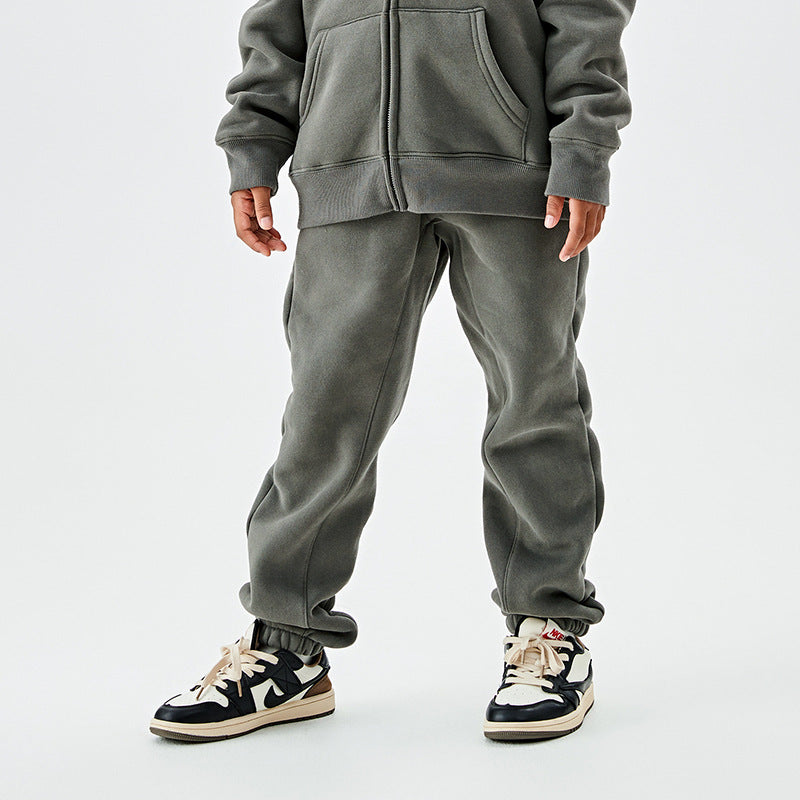 Children's Clothing Gray Series Veet Boys Fashion Thick Children's Pants