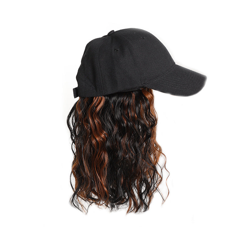 Hat Fashion Black Peaked Cap Corn Wig Short Curly Hair